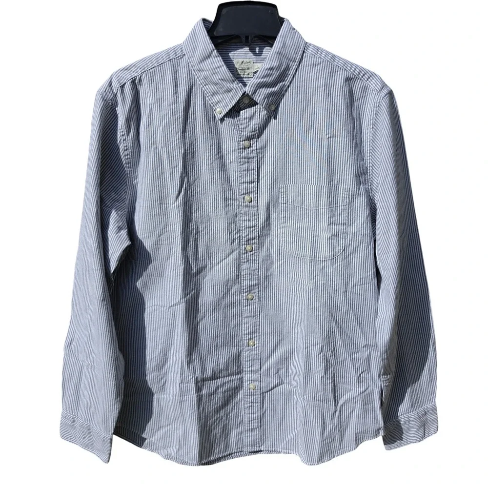 J.Crew Mens Broken-in Oxford Slim Untucked Striped Button Down Shirt BG424 L